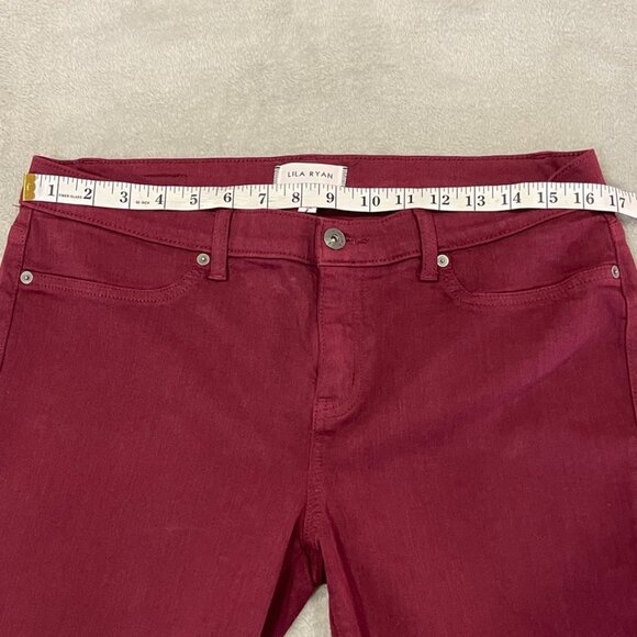 NEW Burgundy Stretch Jeans Size 32 - Picture 9 of 12